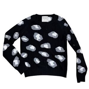 Jumper 1234 100% cashmere black and white leopard print sweater XS